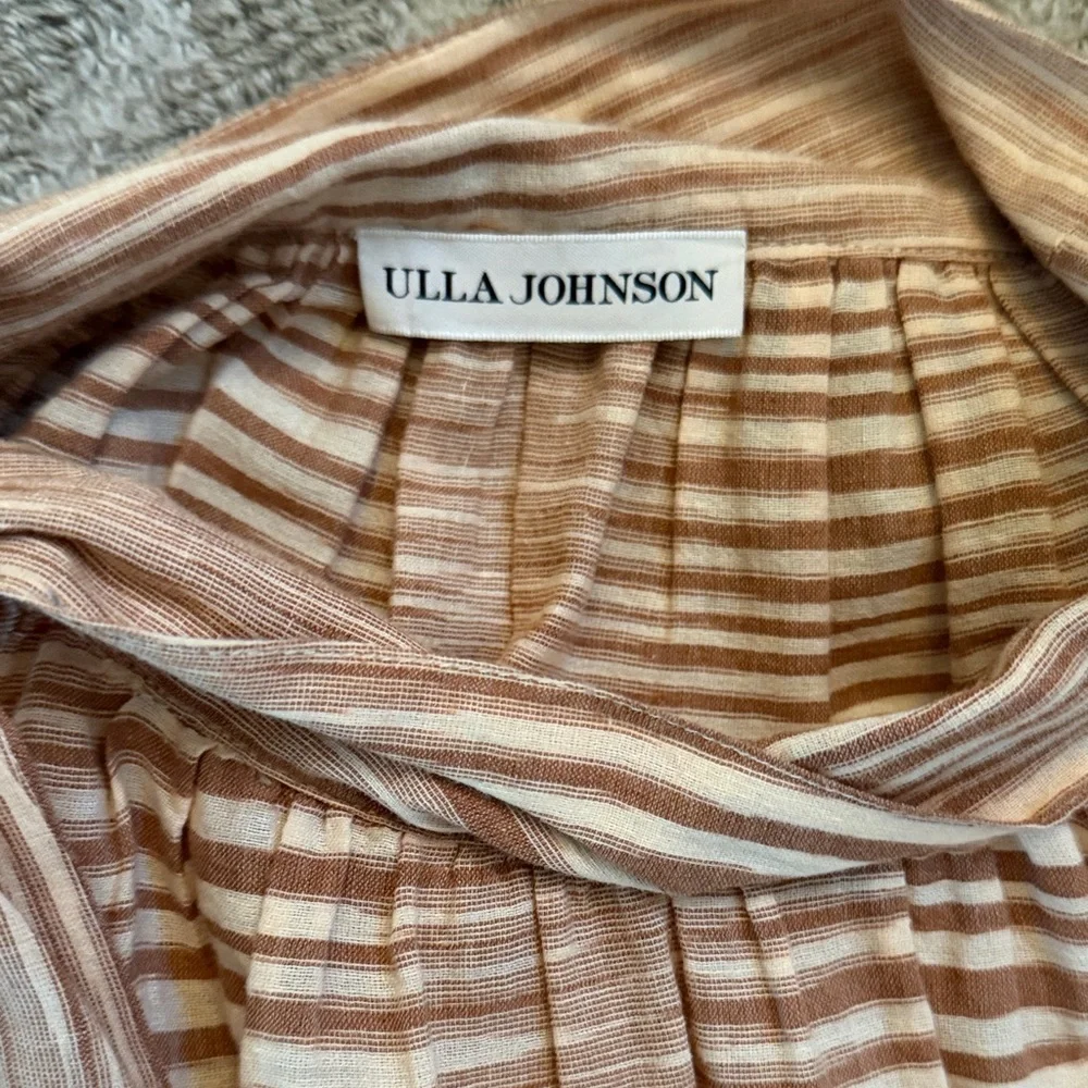 Ulla Johnson Dusty Blush Pleated Tie-Neck Blouse - Picture 2 of 4